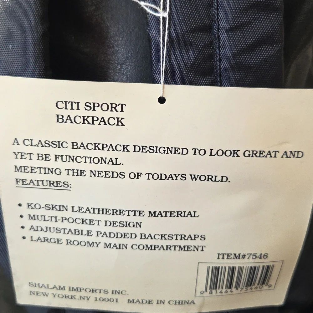Citi Sport Black Vegan Leather Vintage Men's Moto Backpack NWT